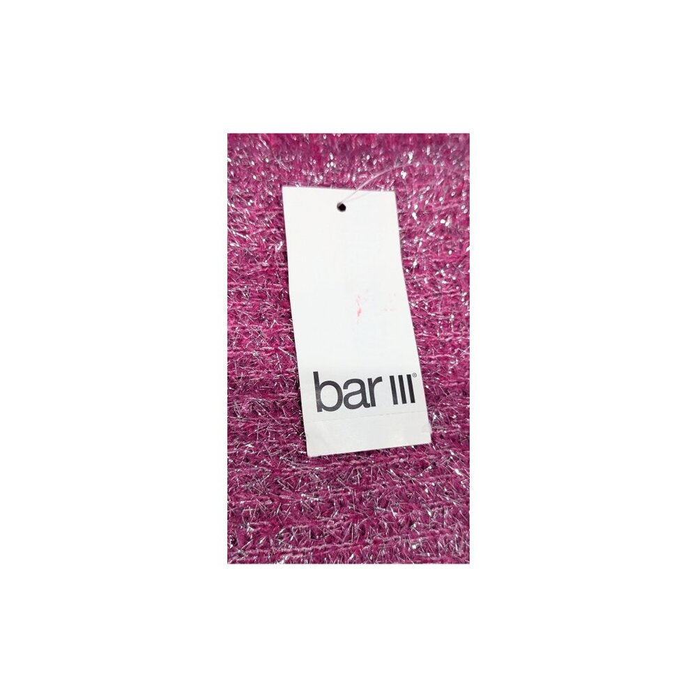 Bar III Metallic Fuzzy Sleeveless Halter Top | Open Back | Bold Berry | XS | NWT - Picture 5 of 6